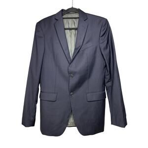 John Varvatos Men's 36R Suit Jacket Navy Blue Pinstripe 100% Wool Double Button